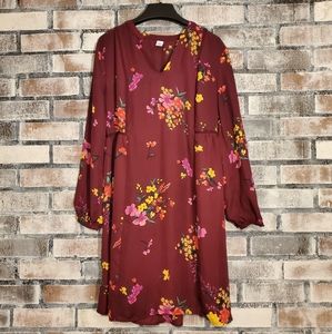 Old Navy maroon floral dress flowy
